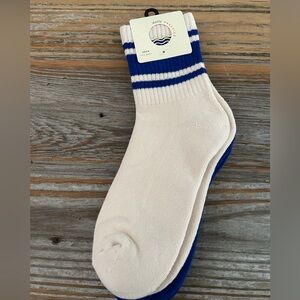 Daily Practice Anthropologie Ankle Striped Socks - Cream and Blue One Size NEW